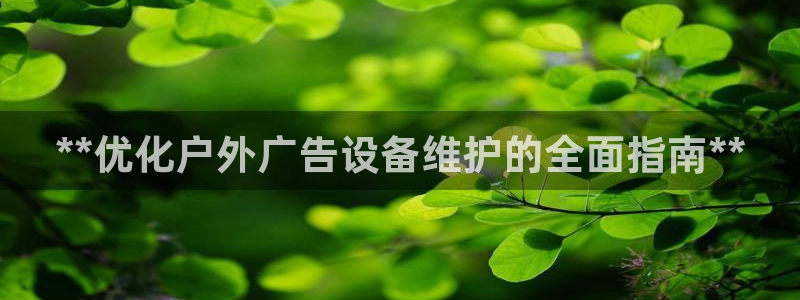杏宇平台提现为什么这么久呢：**优化户外广告设备维护的全面指南**