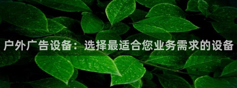 杏宇官方平台官网：户外广告设备：选择最适合您业务需求的设备